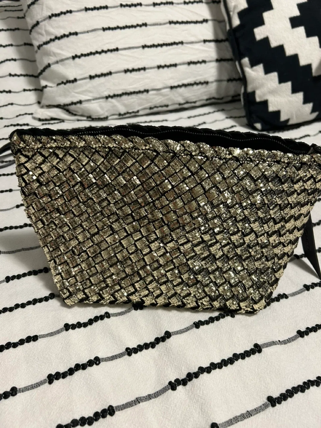 Naghedi Gold Woven Clutch