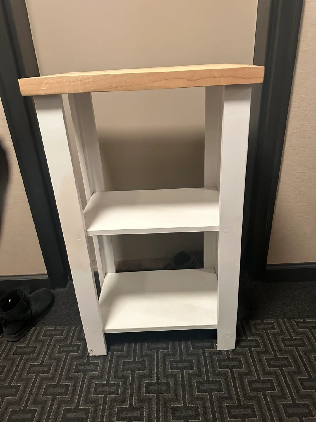 Wooden Top White Shelf Table