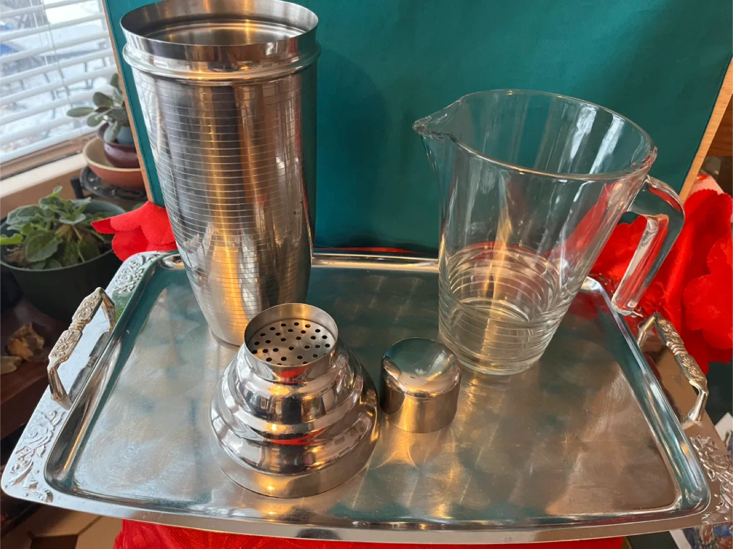 Cocktail Shaker Set with Pitcher and Tray