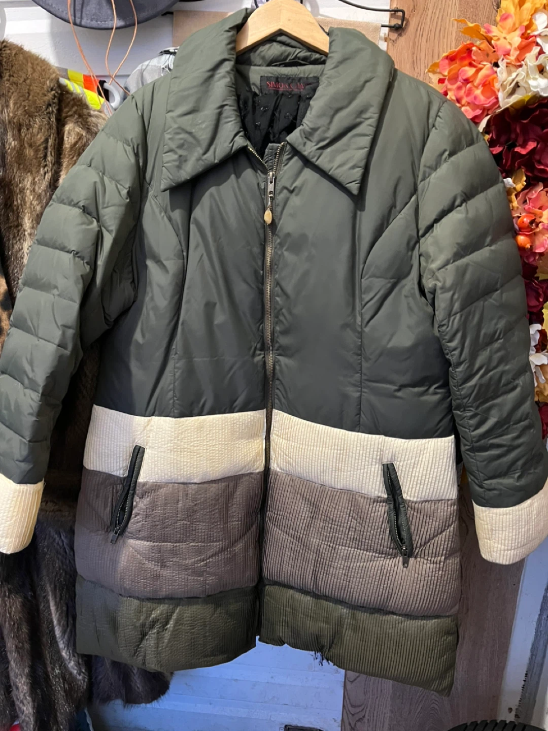 #cleanout Simon Chang XL Olive Puffer Jacket