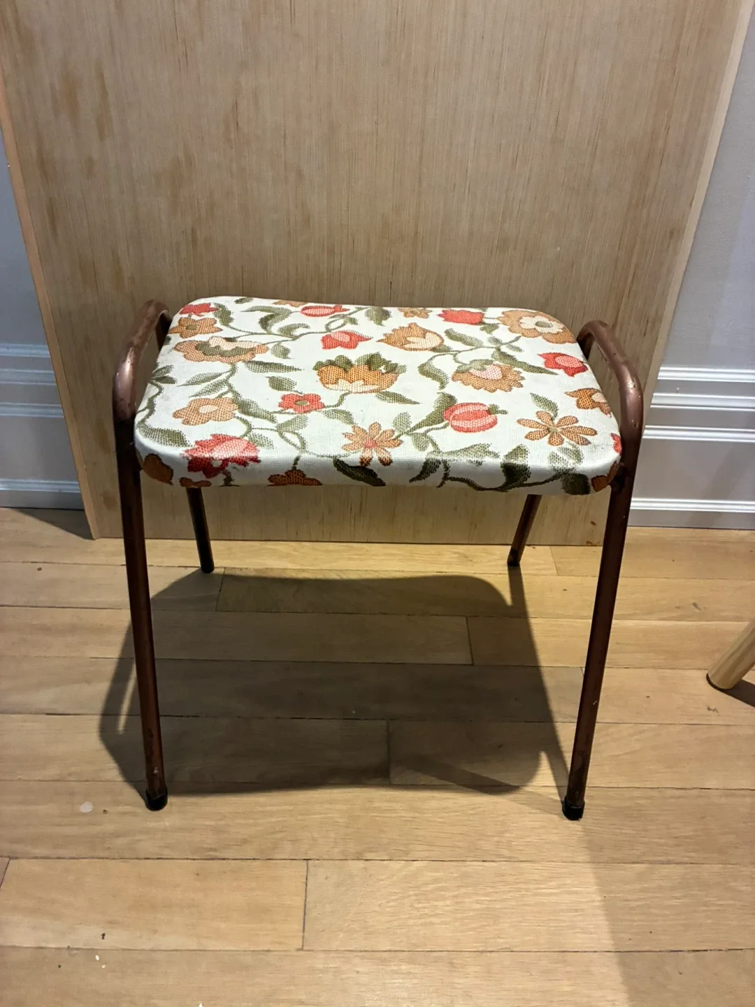 Vintage MCM Floral Stool