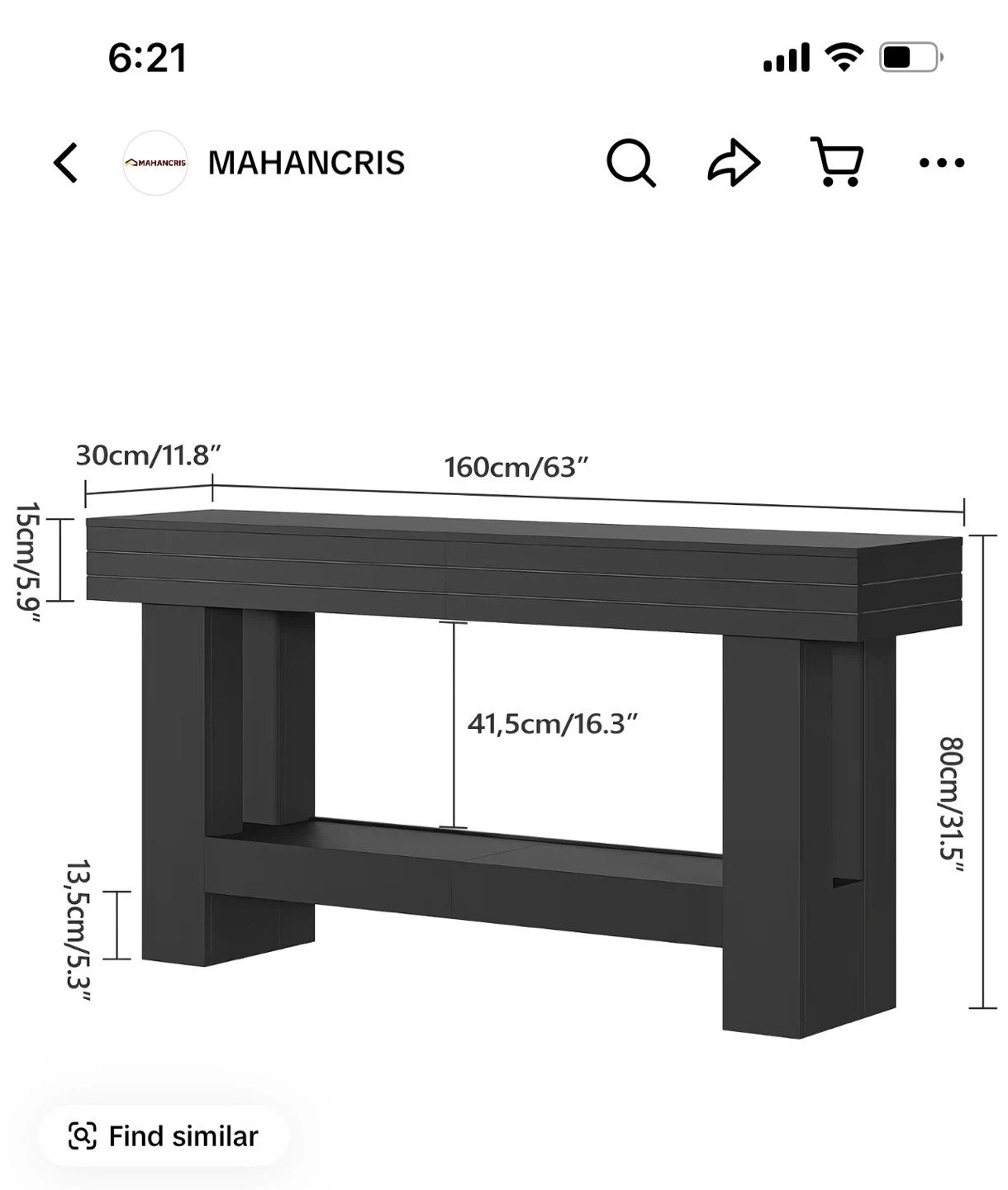 MAHANCRIS Black Entryway Console Table 63" - photo 3