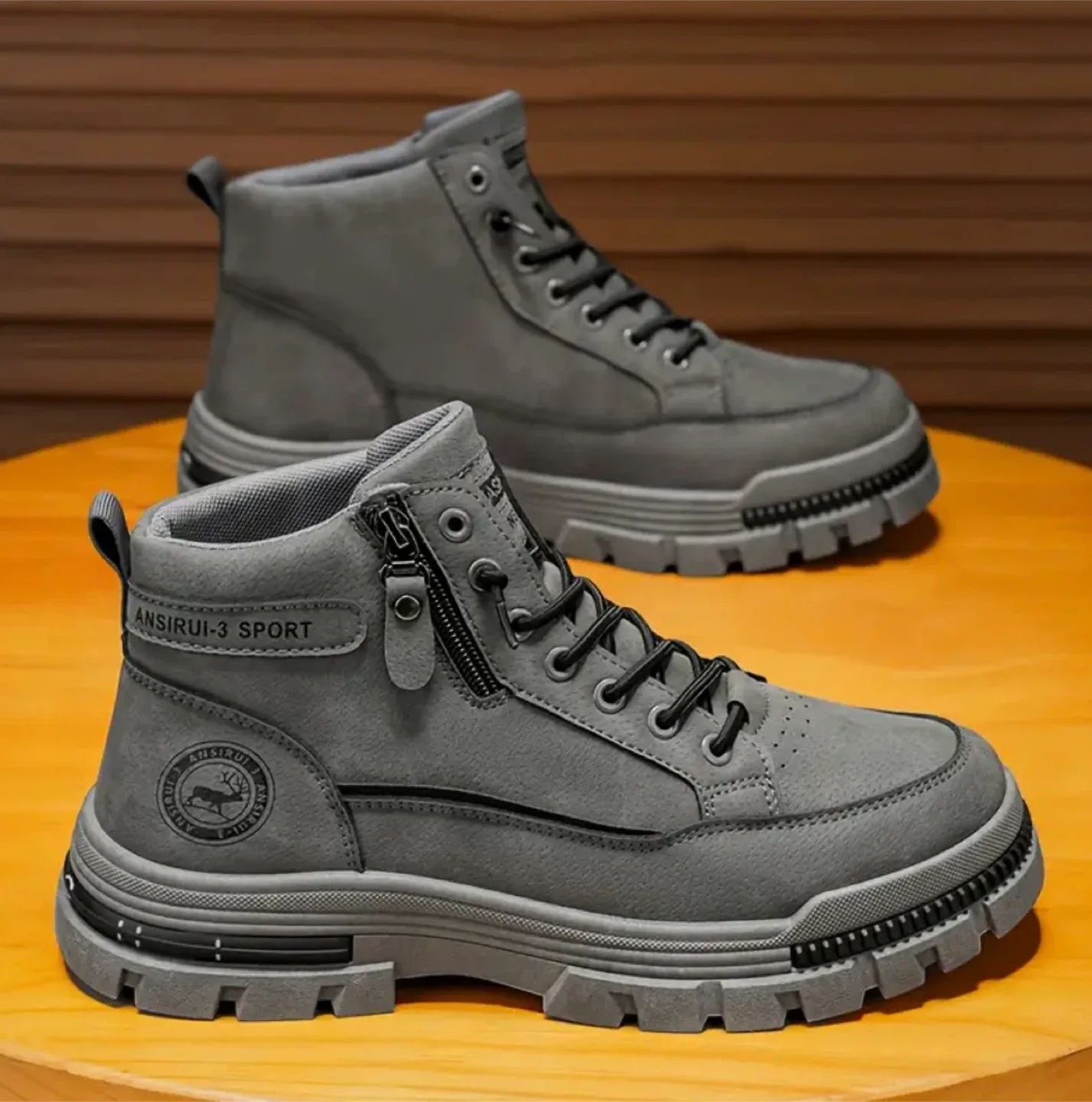 Men's Heavy-Duty Mid-Calf/High-Ankle Zipper & Lace-Up Outdoor