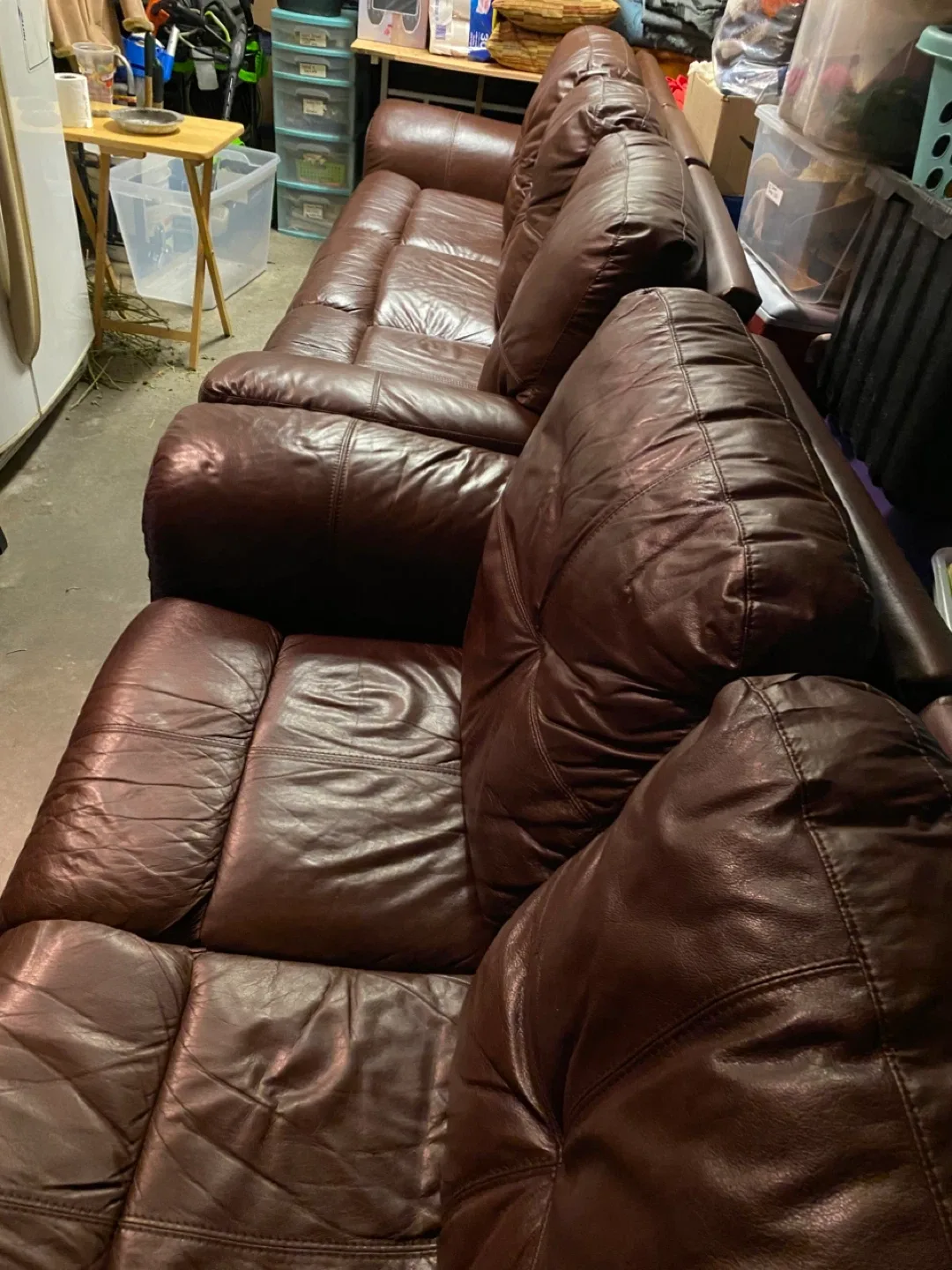 Brown Leather Reclining Sofa - Some Wear
