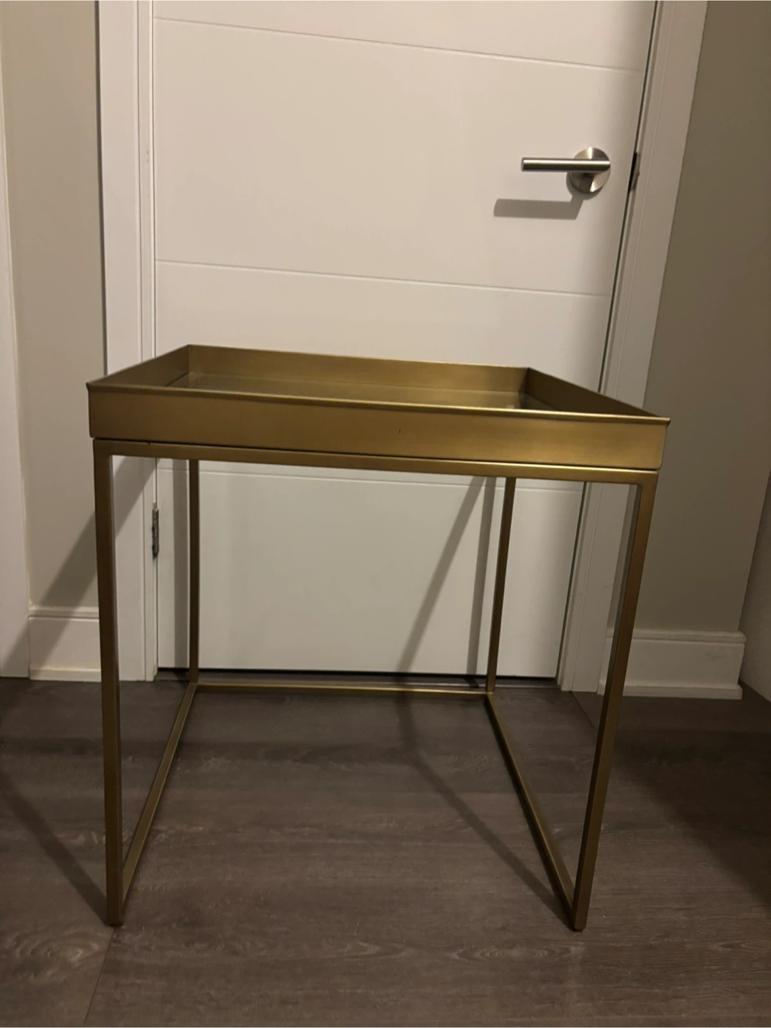 2 Bronze Metal & Glass Side Tables