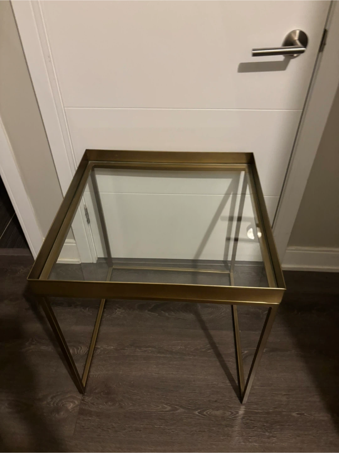 2 Bronze Metal & Glass Side Tables - photo 2