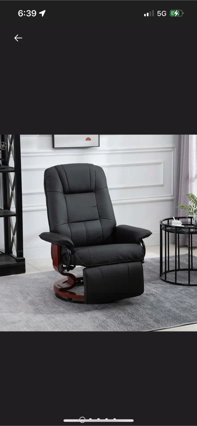 New Black Leather Swivel Rocker Recliner Chair