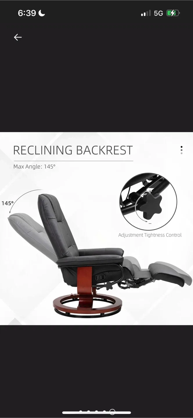 New Black Leather Swivel Rocker Recliner Chair image indicator(5)