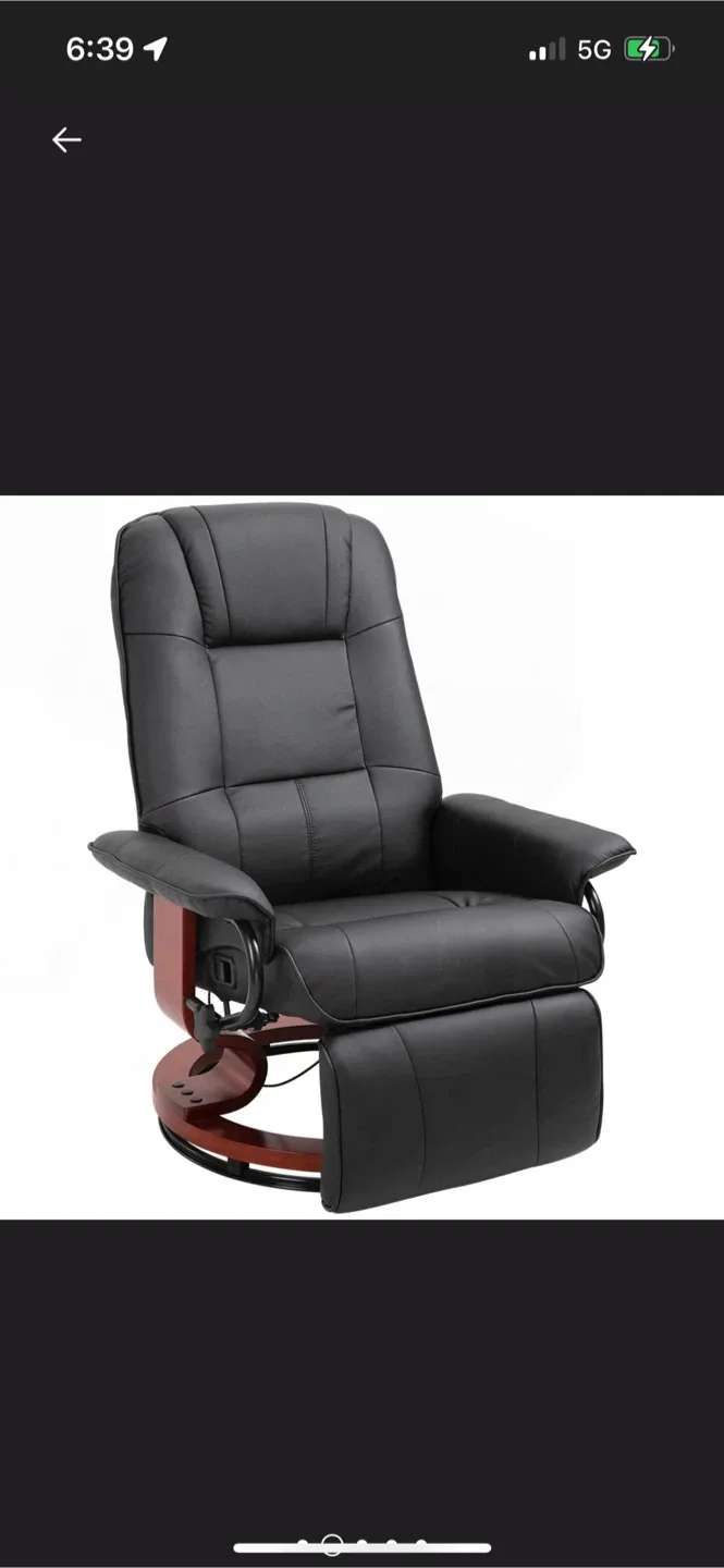 New Black Leather Swivel Rocker Recliner Chair image indicator(2)