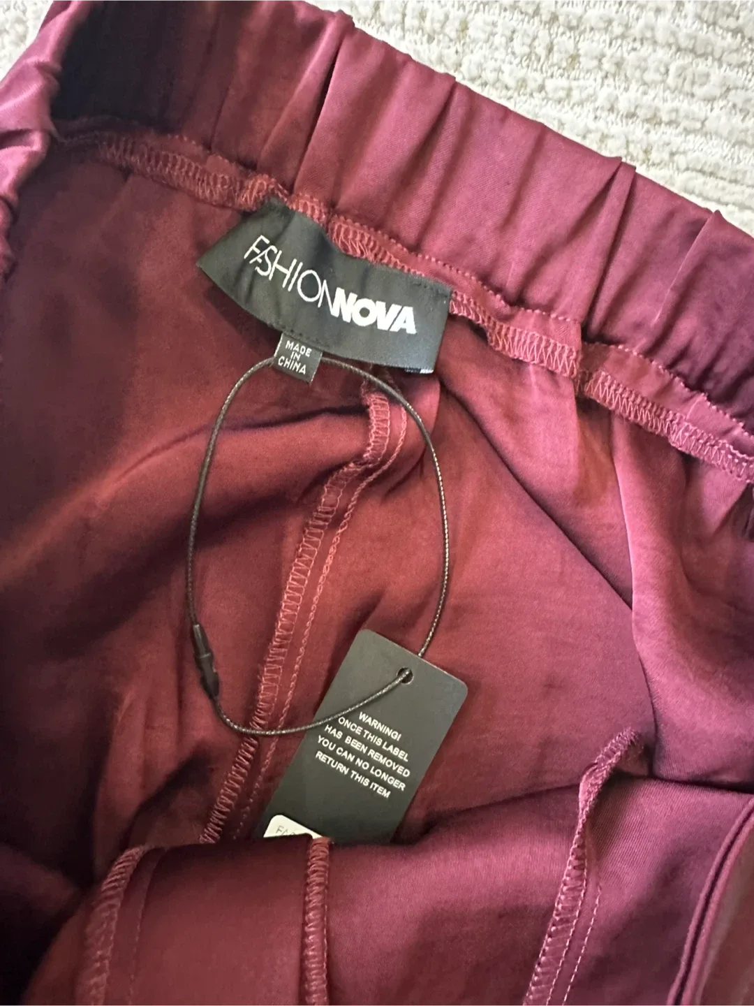 New Fashion Nova Maroon Wide Leg Pants image indicator(3)