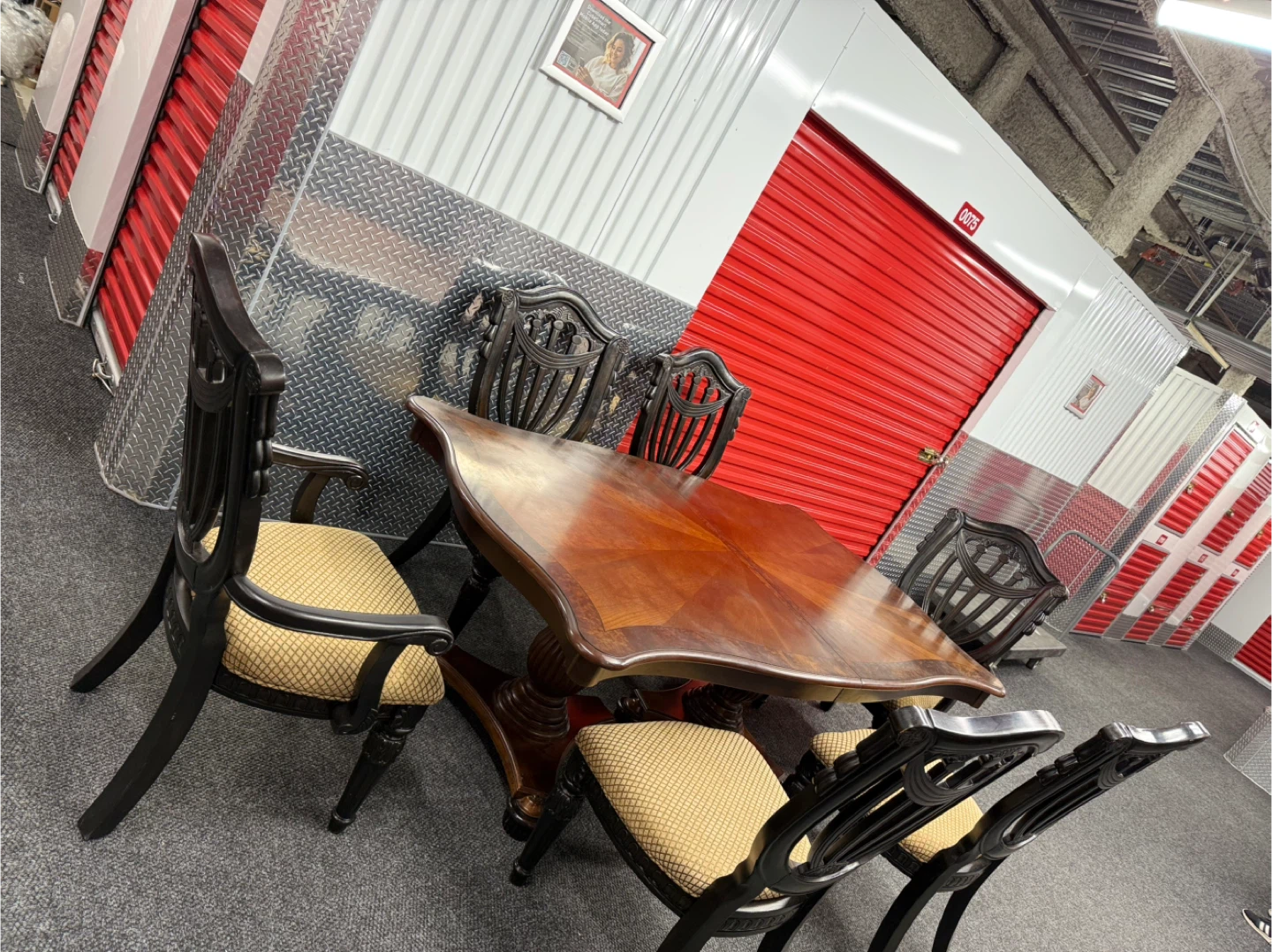 Dining Table with 6 Chairs - Dark Wood