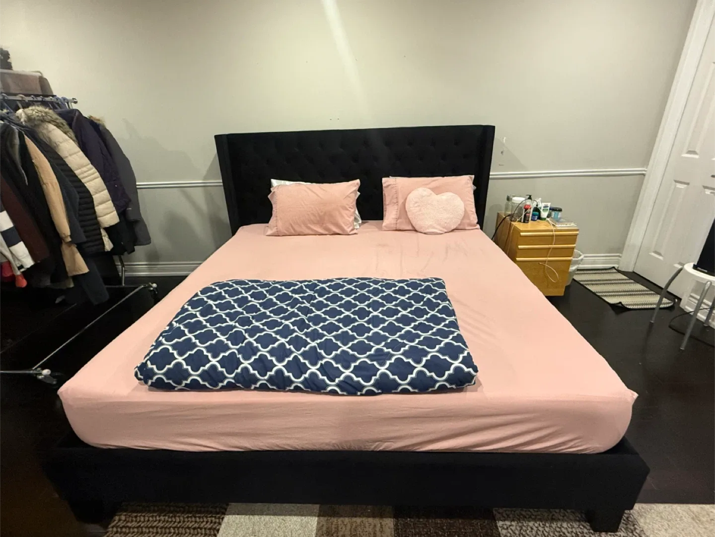 King Size Black Velvet Bed Frame and Mattress #Clearout