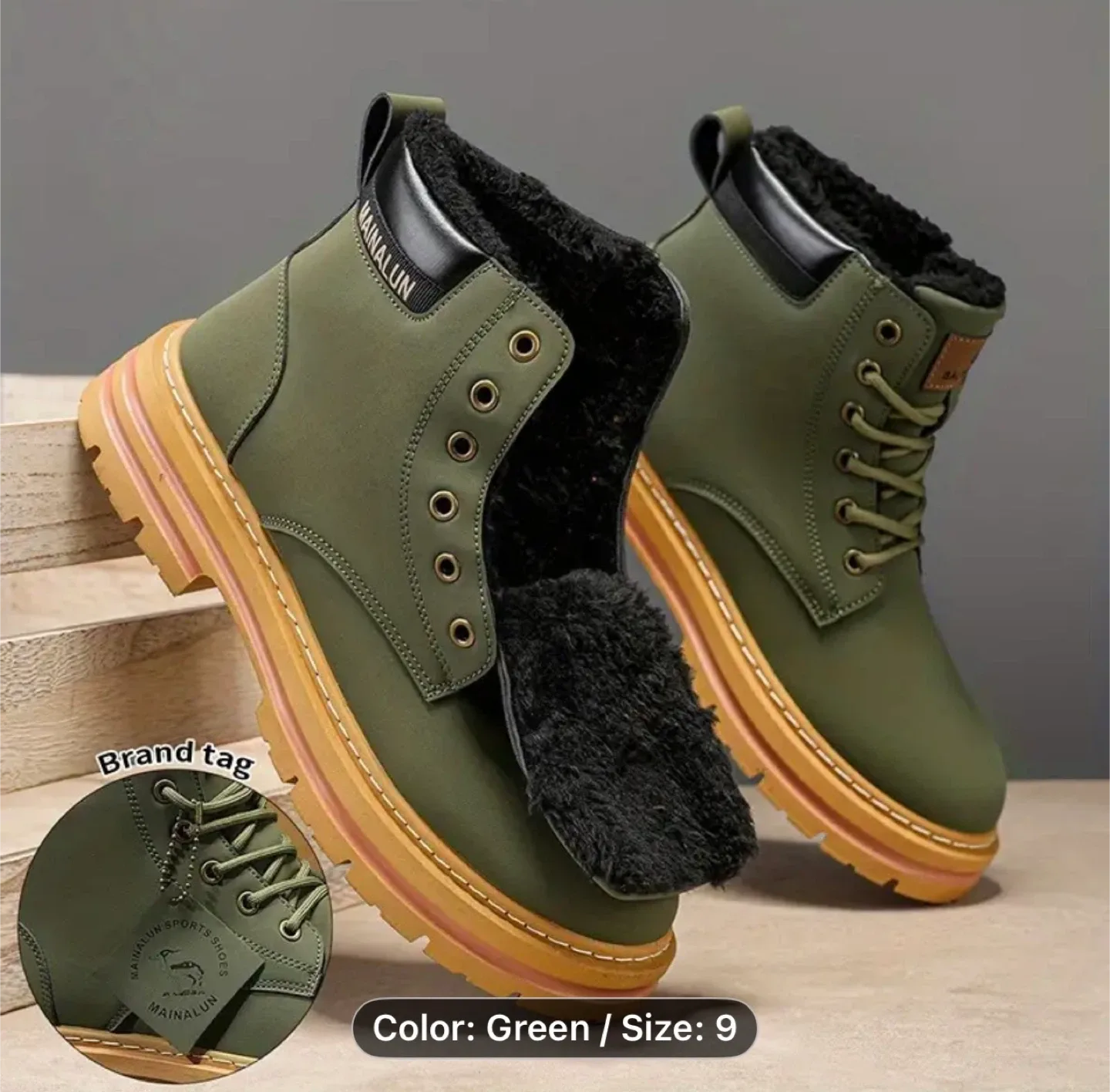 1 Pair MAINALUN Winter Warm Fleece-Lined Motorcycle Boots