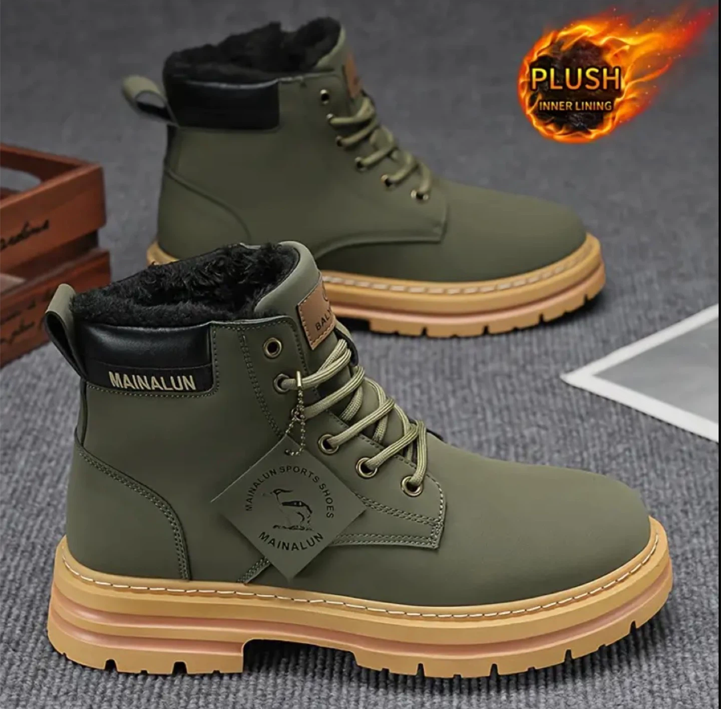 1 Pair MAINALUN Winter Warm Fleece-Lined Motorcycle Boots - photo 2
