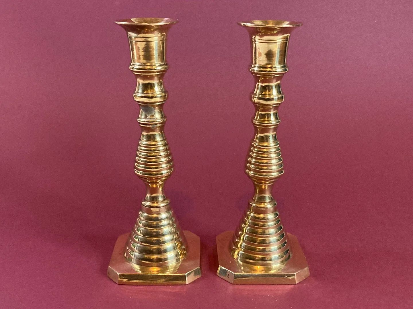 Vintage Brass Candlesticks - Pair