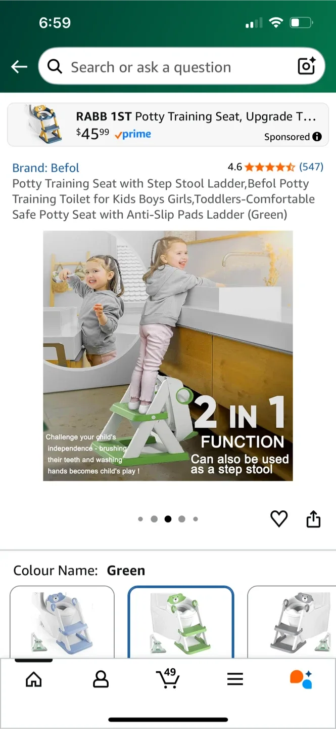 Befol 2-in-1 Green Potty Training Seat image indicator(2)