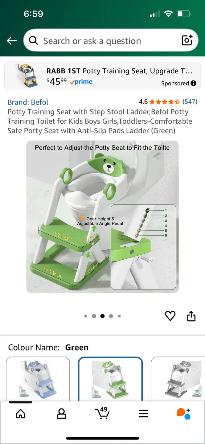 Befol 2-in-1 Green Potty Training Seat
