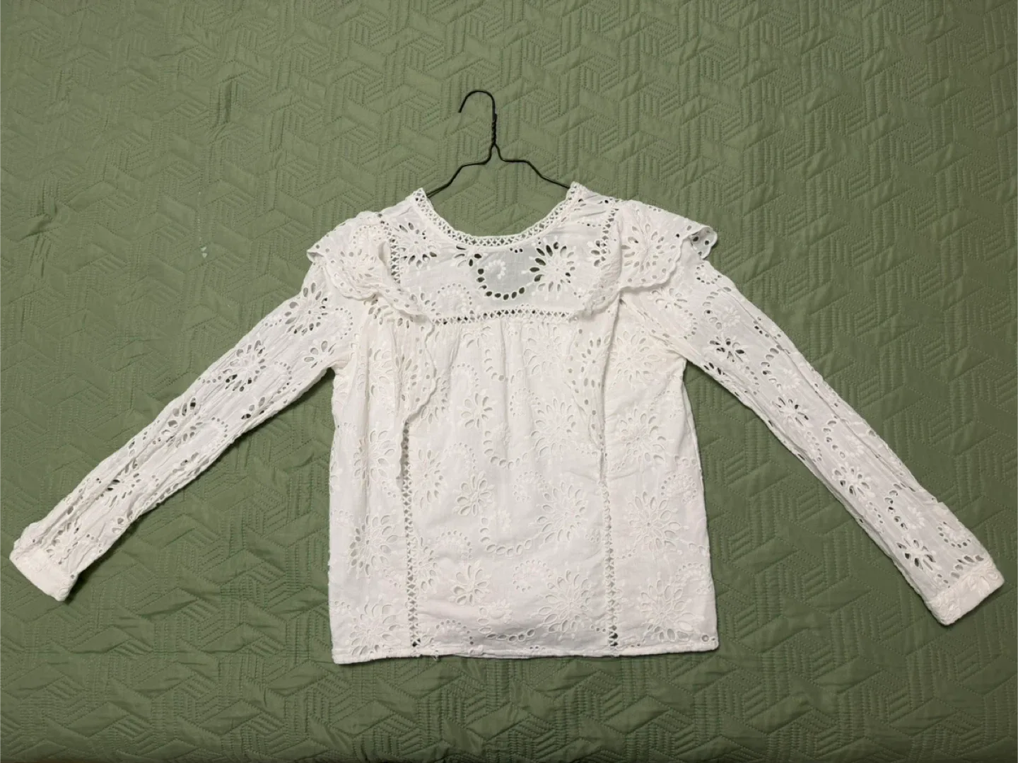 White 100% Cotton Eyelet Blouse