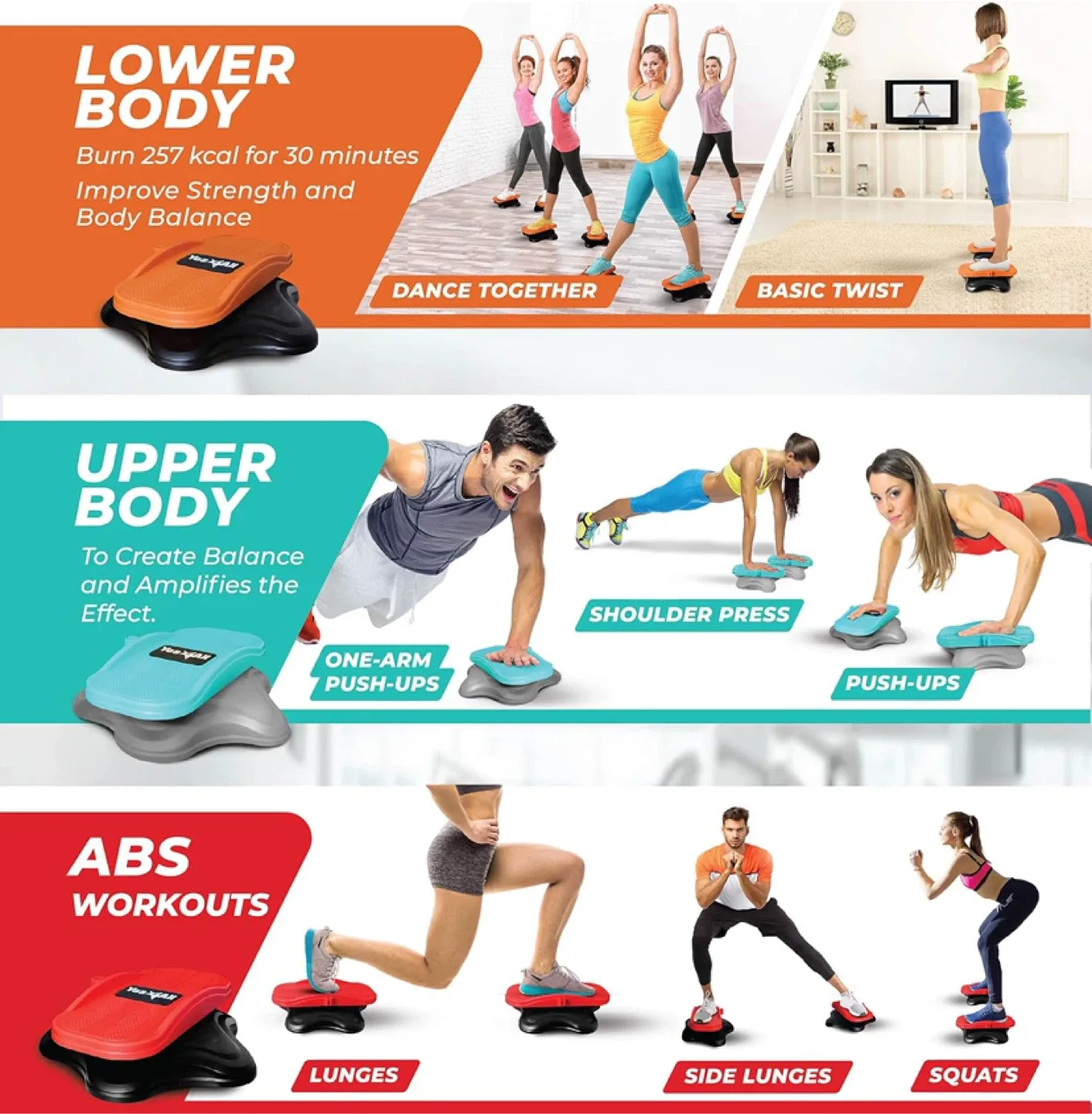 Yes4All Ab & Core Twister Board with Resistance Band #Cleanout image indicator(3)