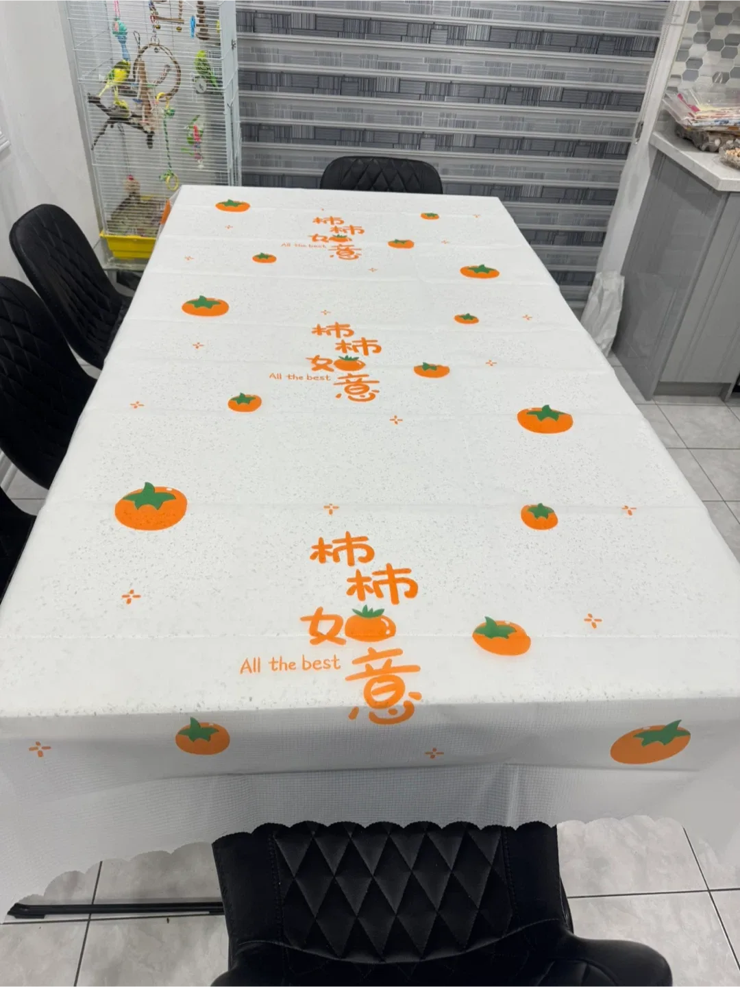 White orange Tablecloth with all the best print Design