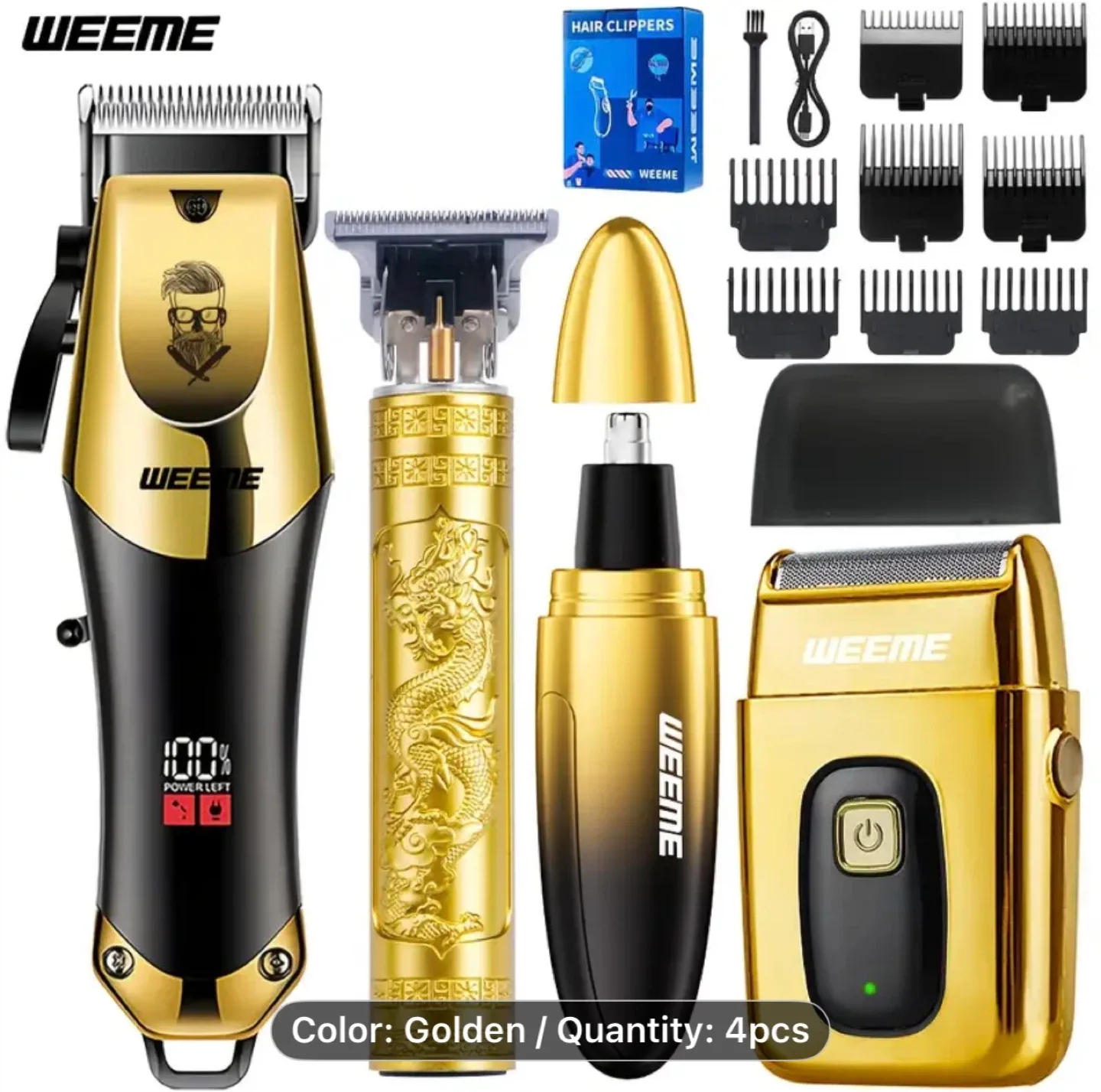 4pcs WEEME Men'S Electric Hair Clipper Set