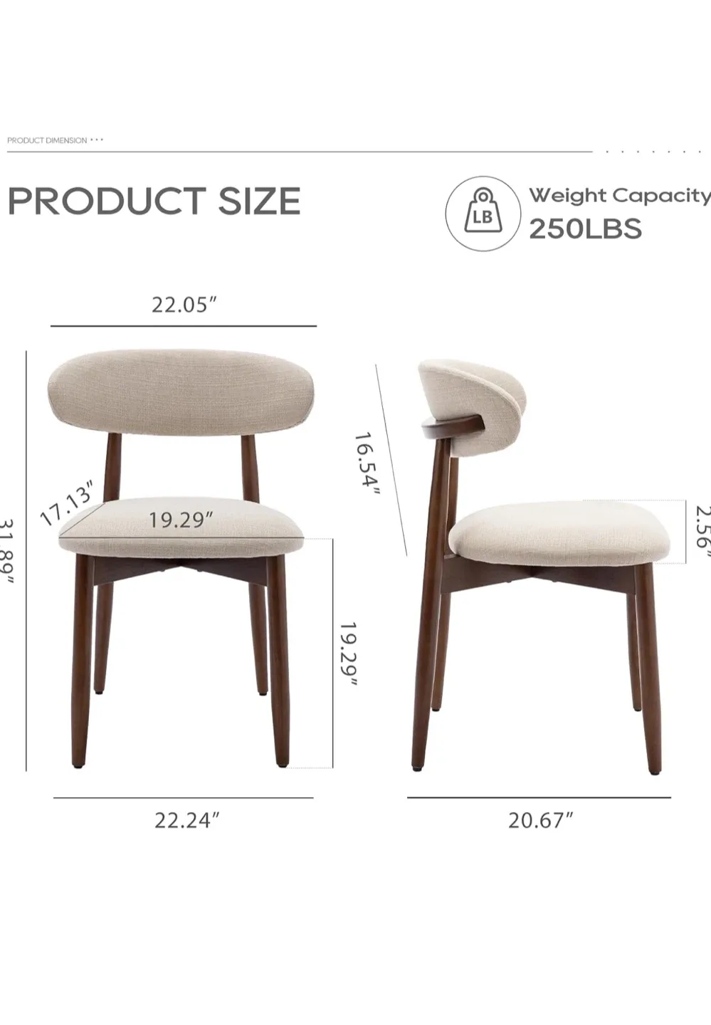 Set of 2 Beige Dining Chairs