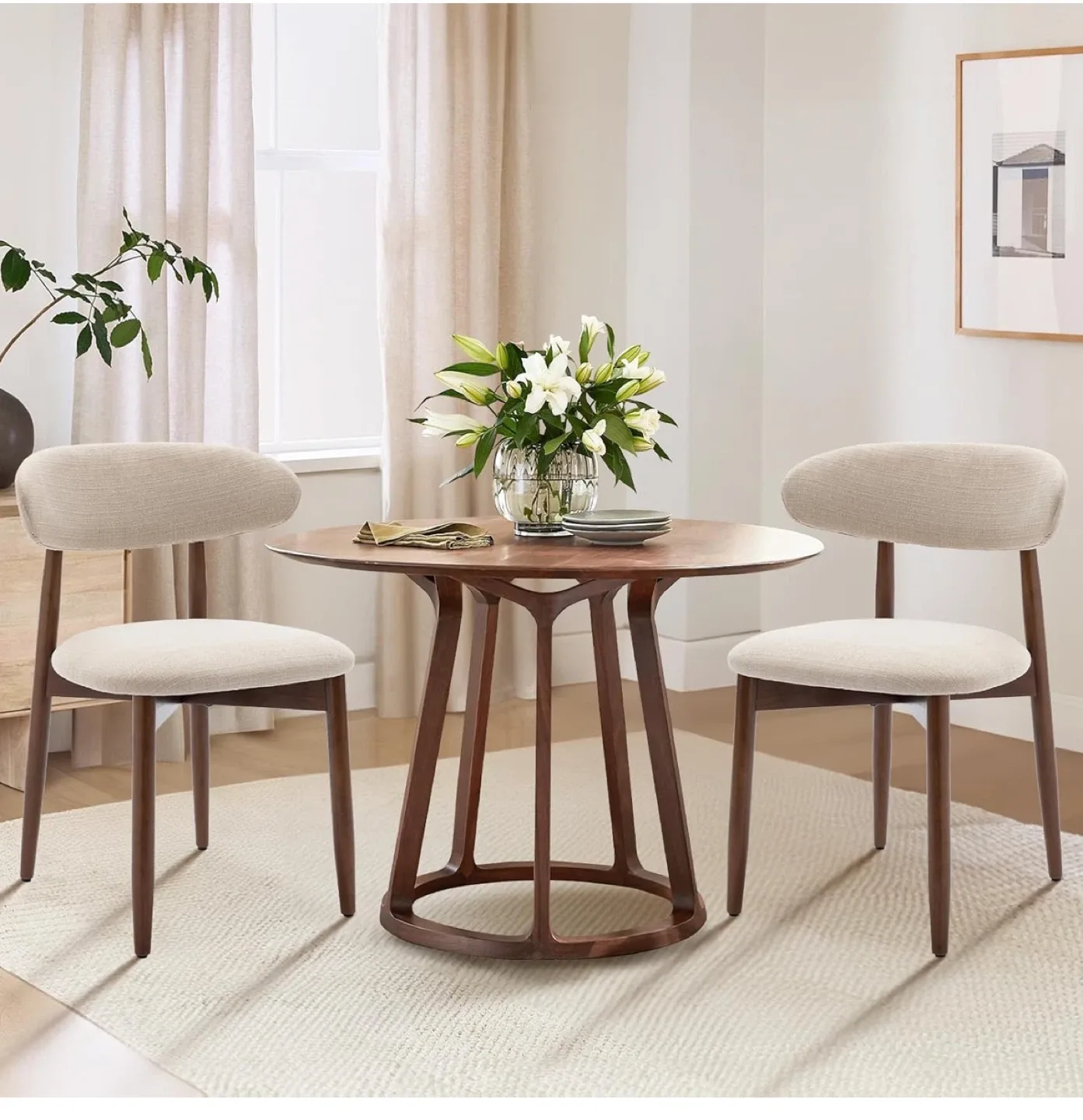 Set of 2 Beige Dining Chairs image indicator(6)