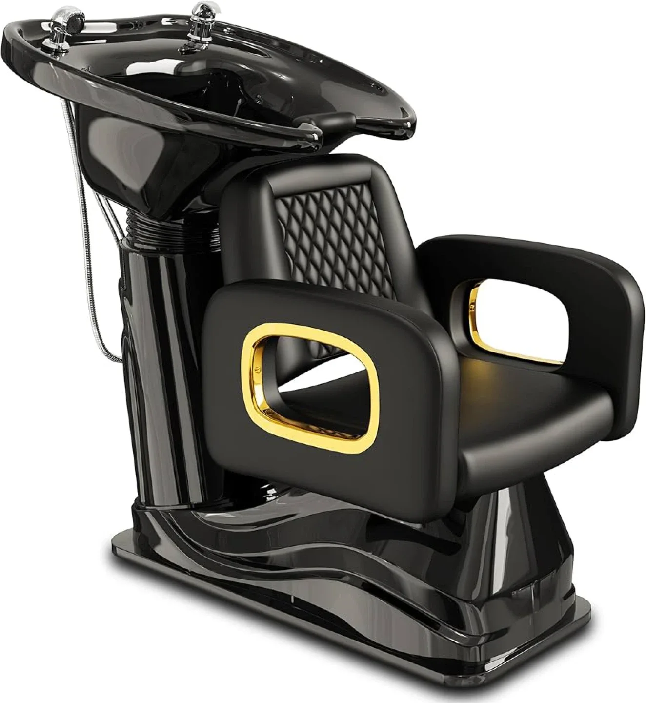 Hydraulic Shampoo Basin Chair - Black Leather