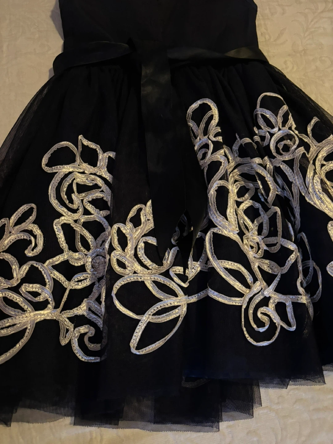 Girls' Black Dress with Floral Detail - photo 3