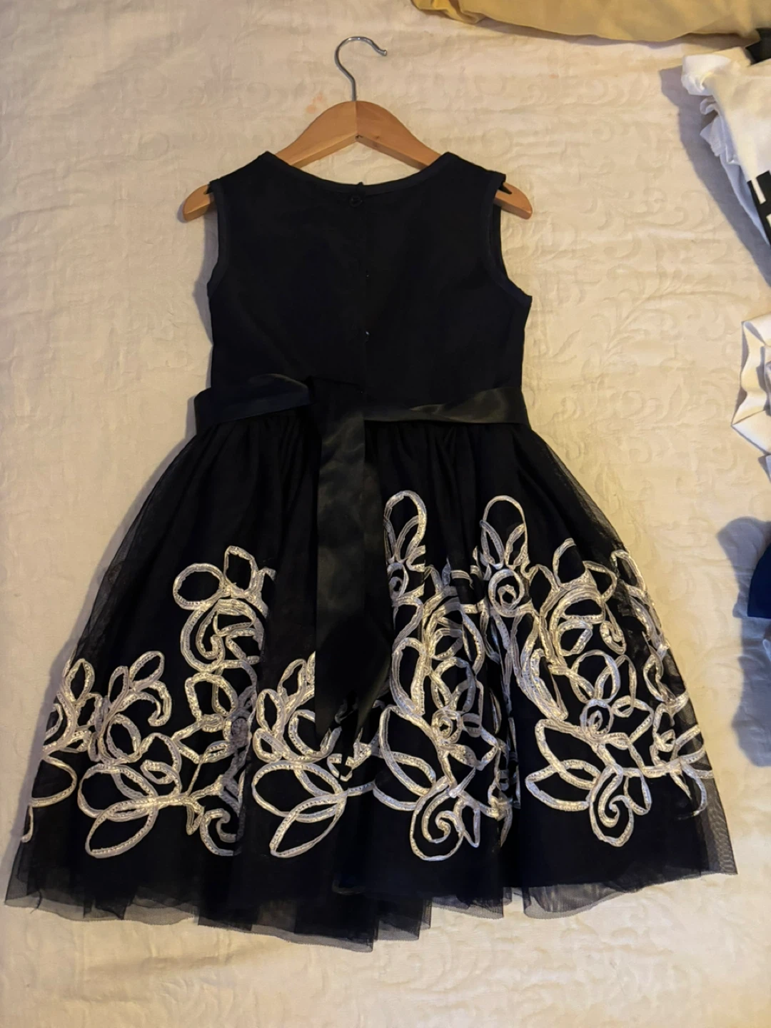 Girls' Black Dress with Floral Detail - photo 2