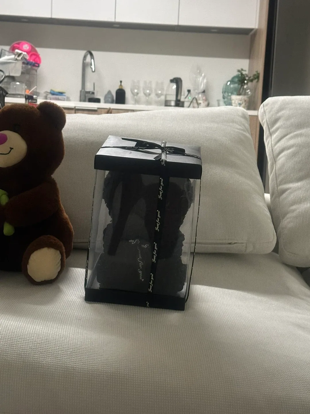 Rose Teddy Bear - Black - New in Box!