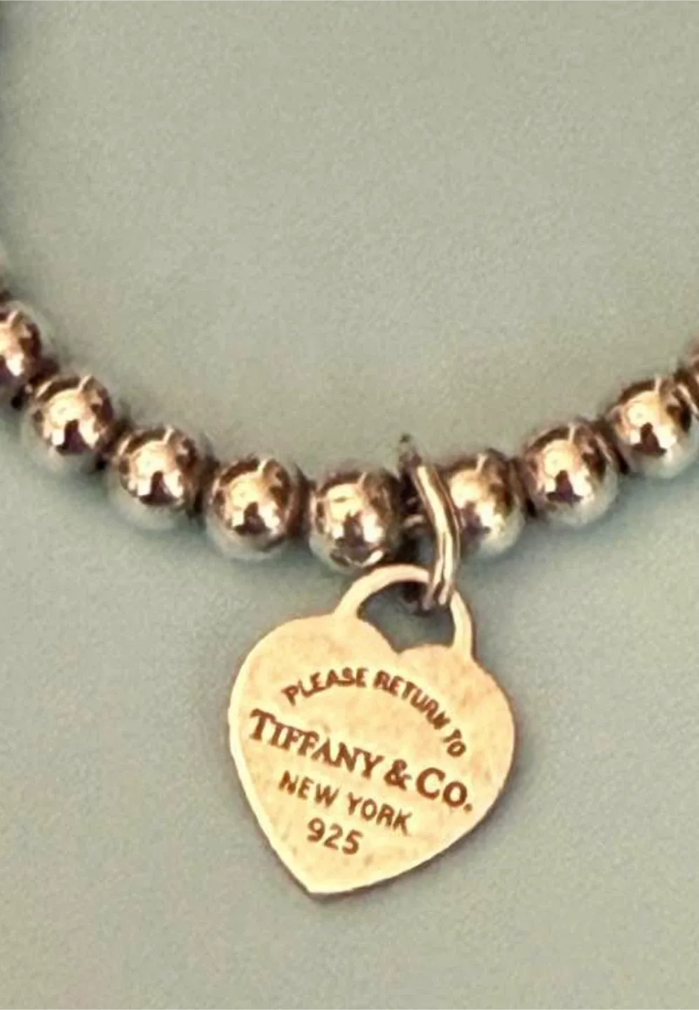 Tiffany & Co. Silver Bead Bracelet w/ Heart Charm