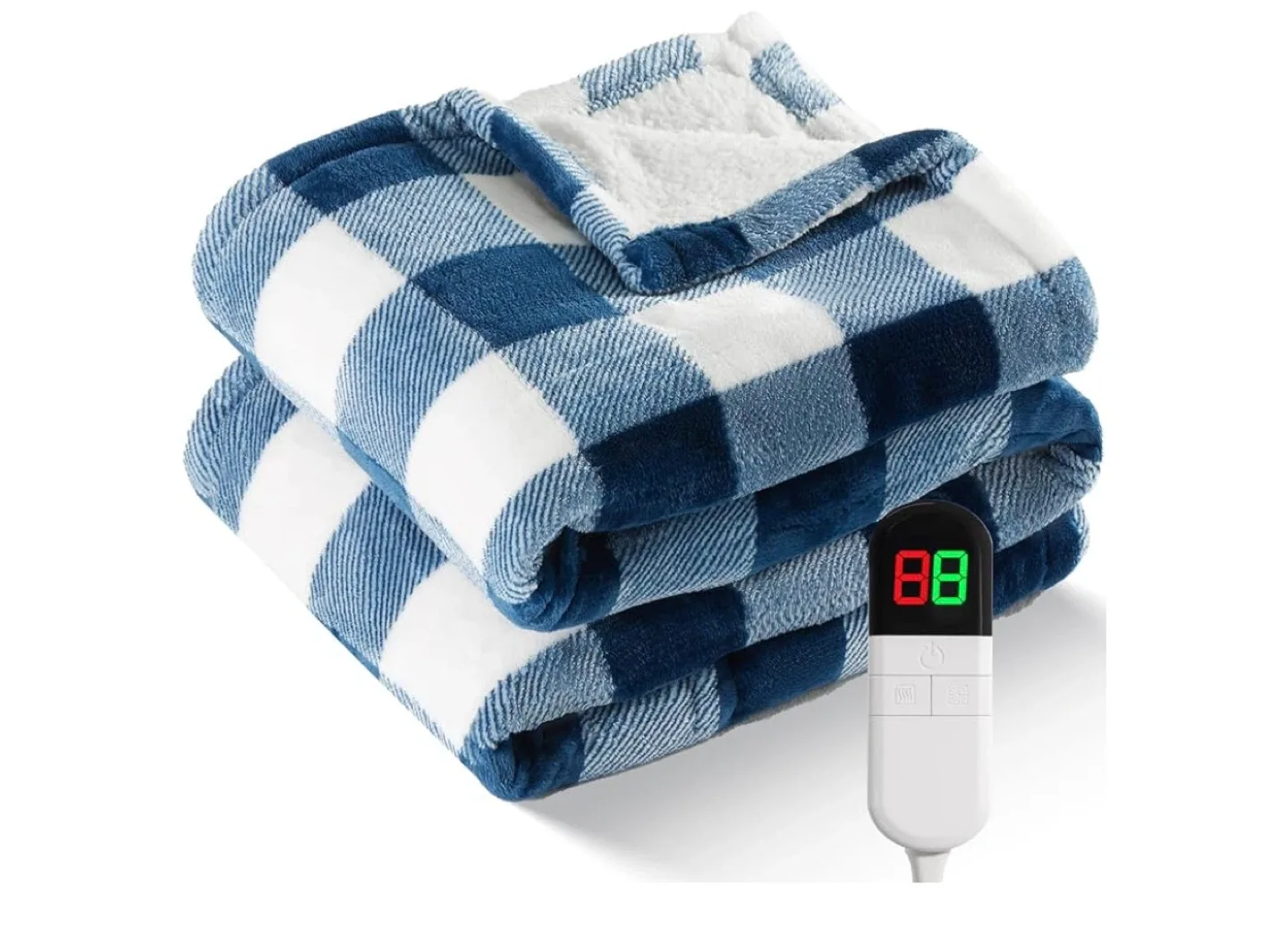Heated Blanket - Blue & White Plaid