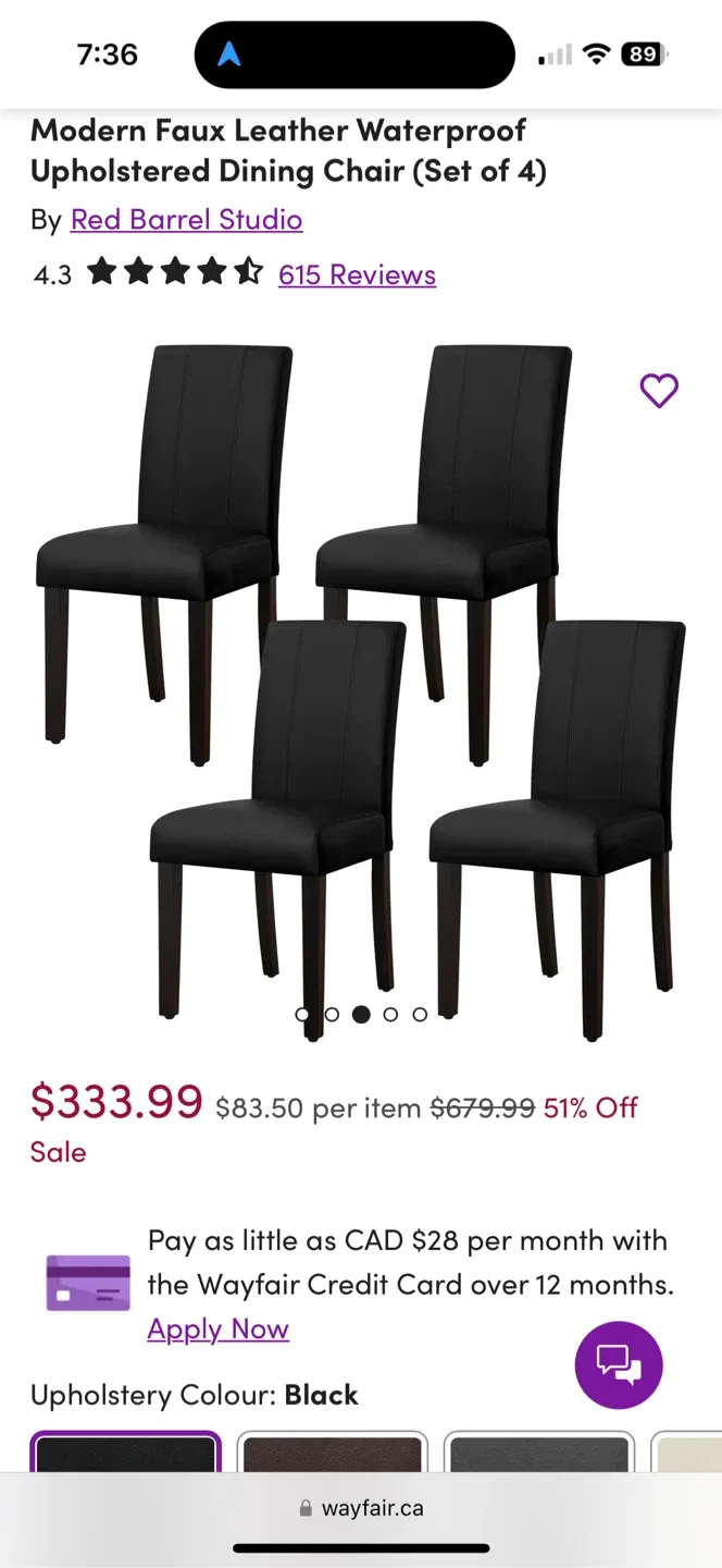 Faux Leather Dining Chairs (Set of 4)