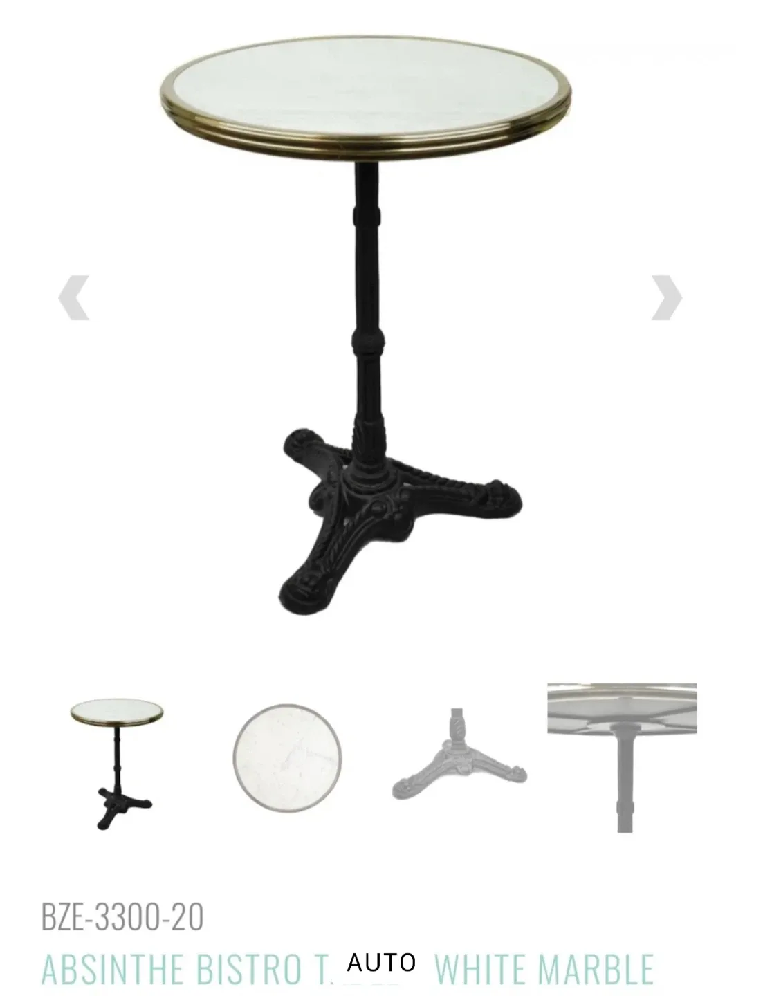 Authentic White Marble French Marble Bistro Table Brass Trim image indicator(6)