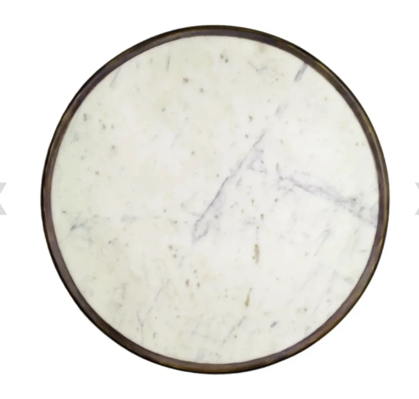 Authentic White Marble French Marble Bistro Table Brass Trim image indicator(4)