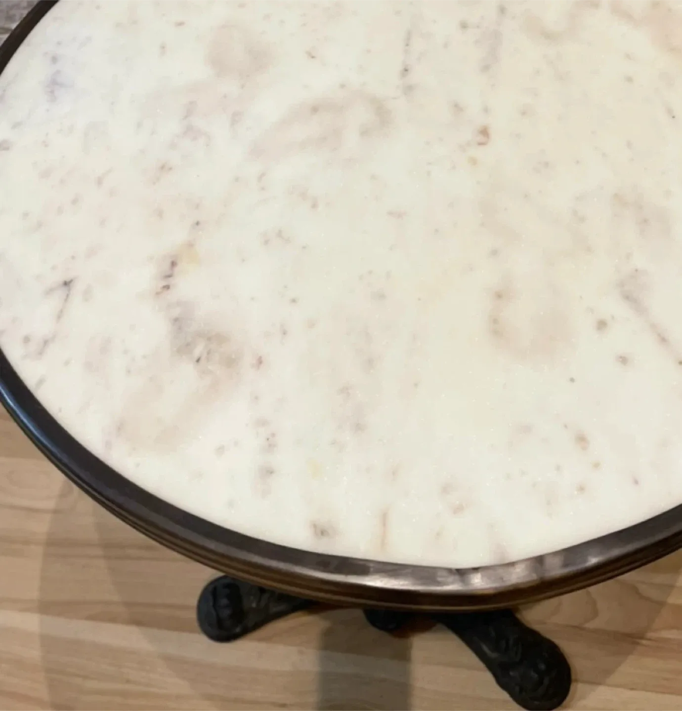 Authentic White Marble French Marble Bistro Table Brass Trim image indicator(3)