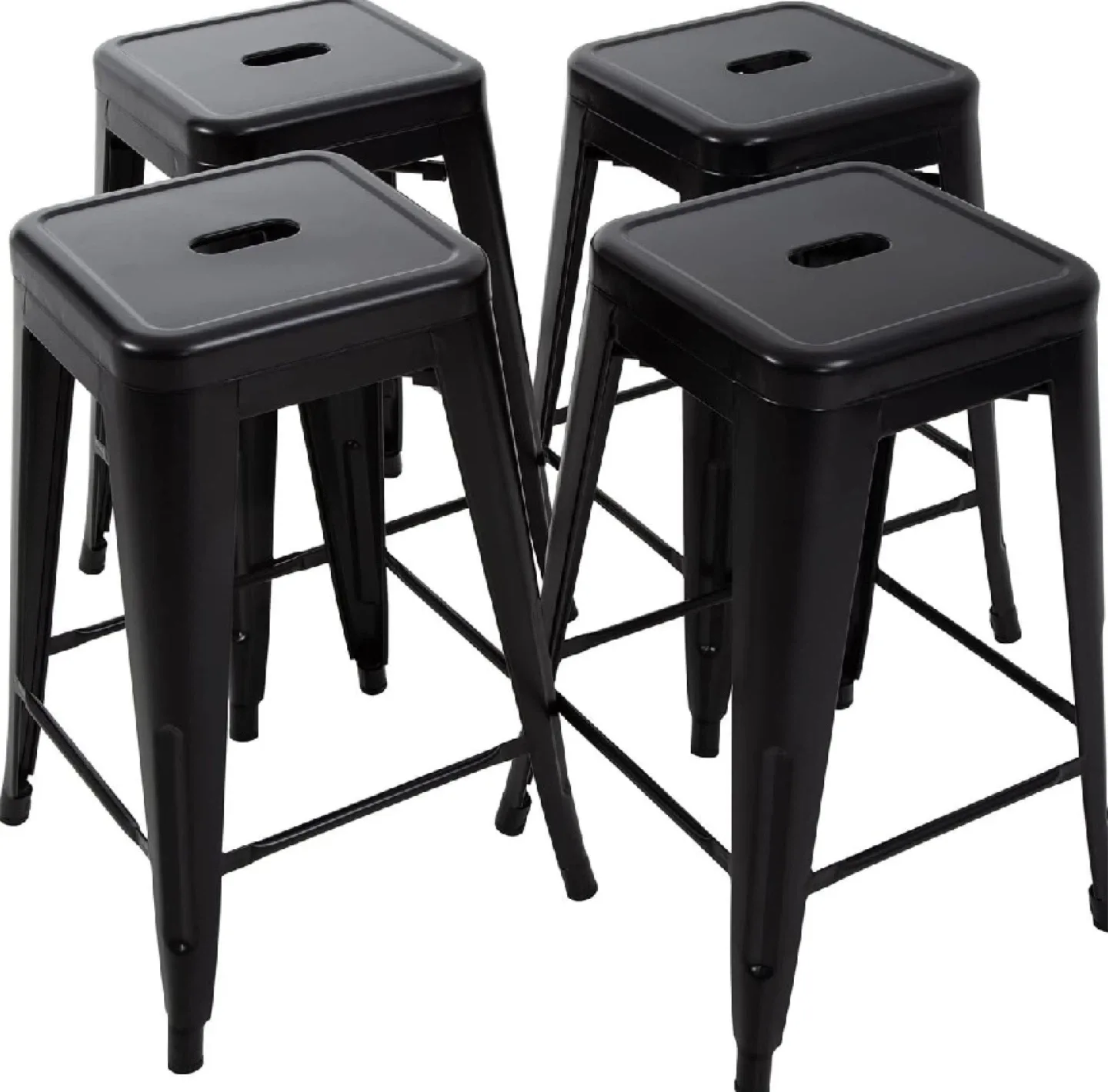 30” Metal Bar Stools, Set of 5, Black