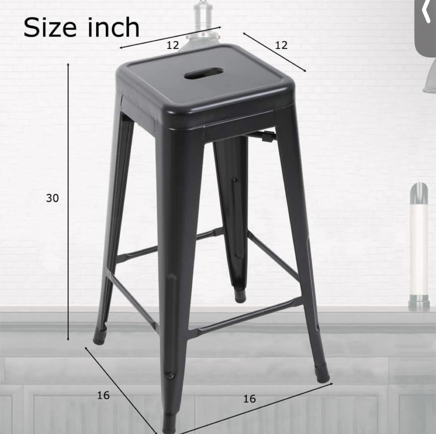 30” Metal Bar Stools, Set of 5, Black - photo 3
