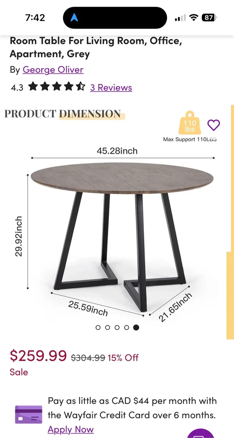Grey Round Dining Table - 45 inch image indicator(2)