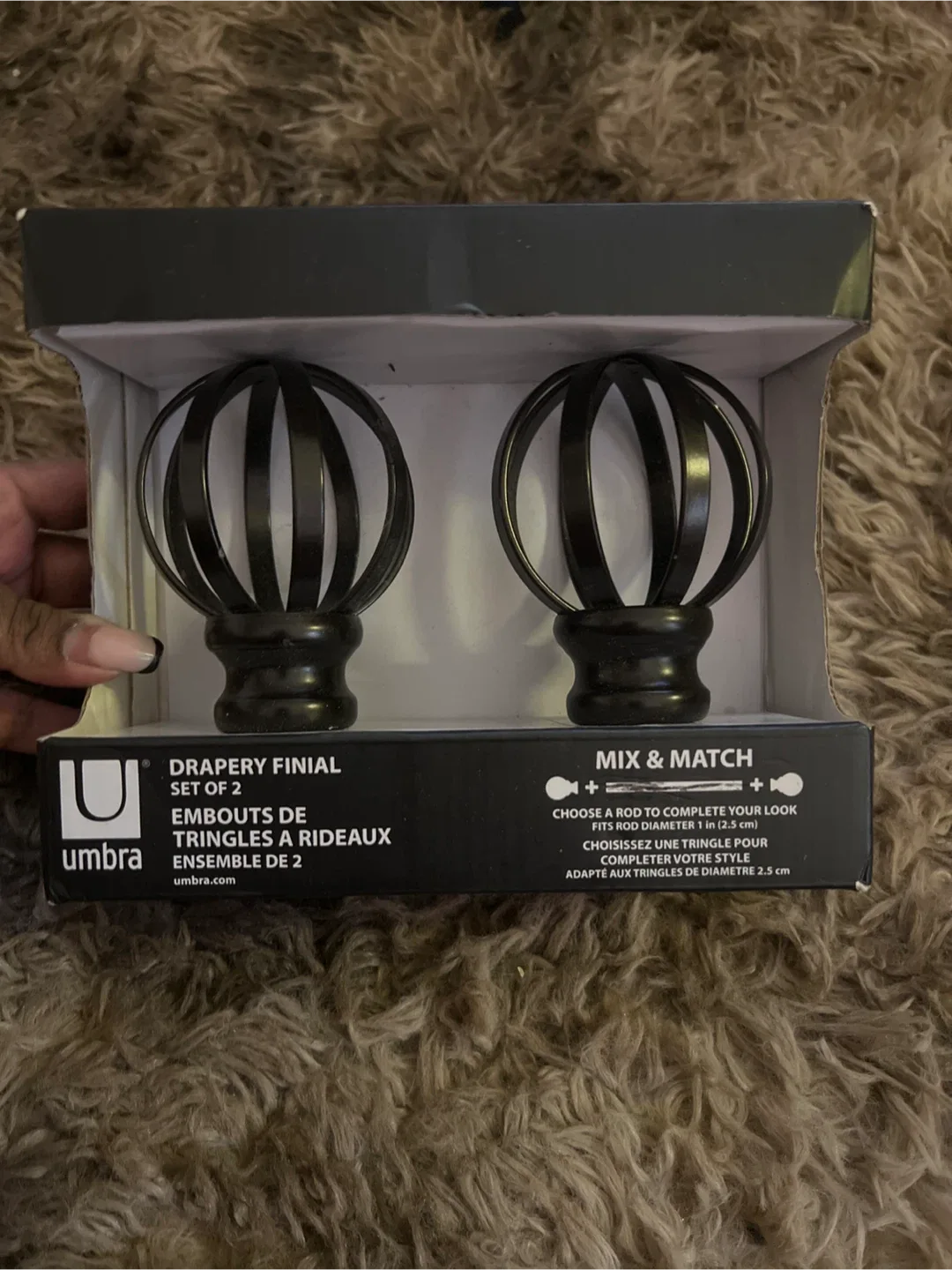 Umbra Drapery Finial Set of 2 - New in Box!