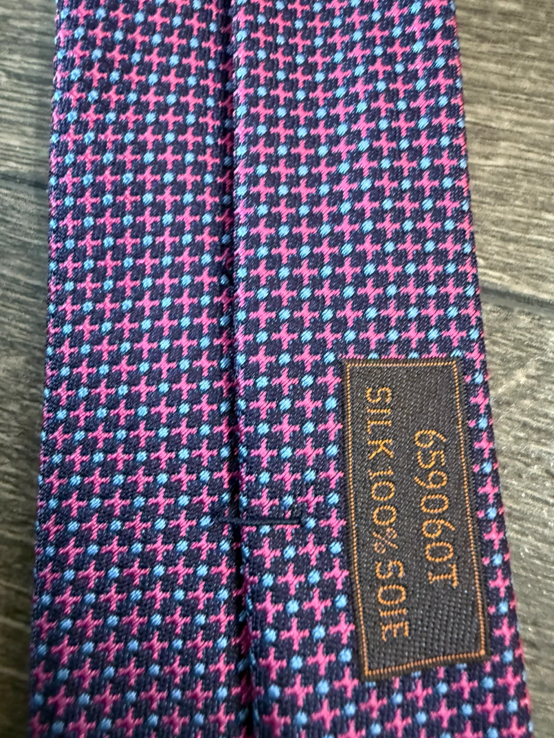 Hermes Paris Silk Tie - Pink/Blue Pattern - photo 3