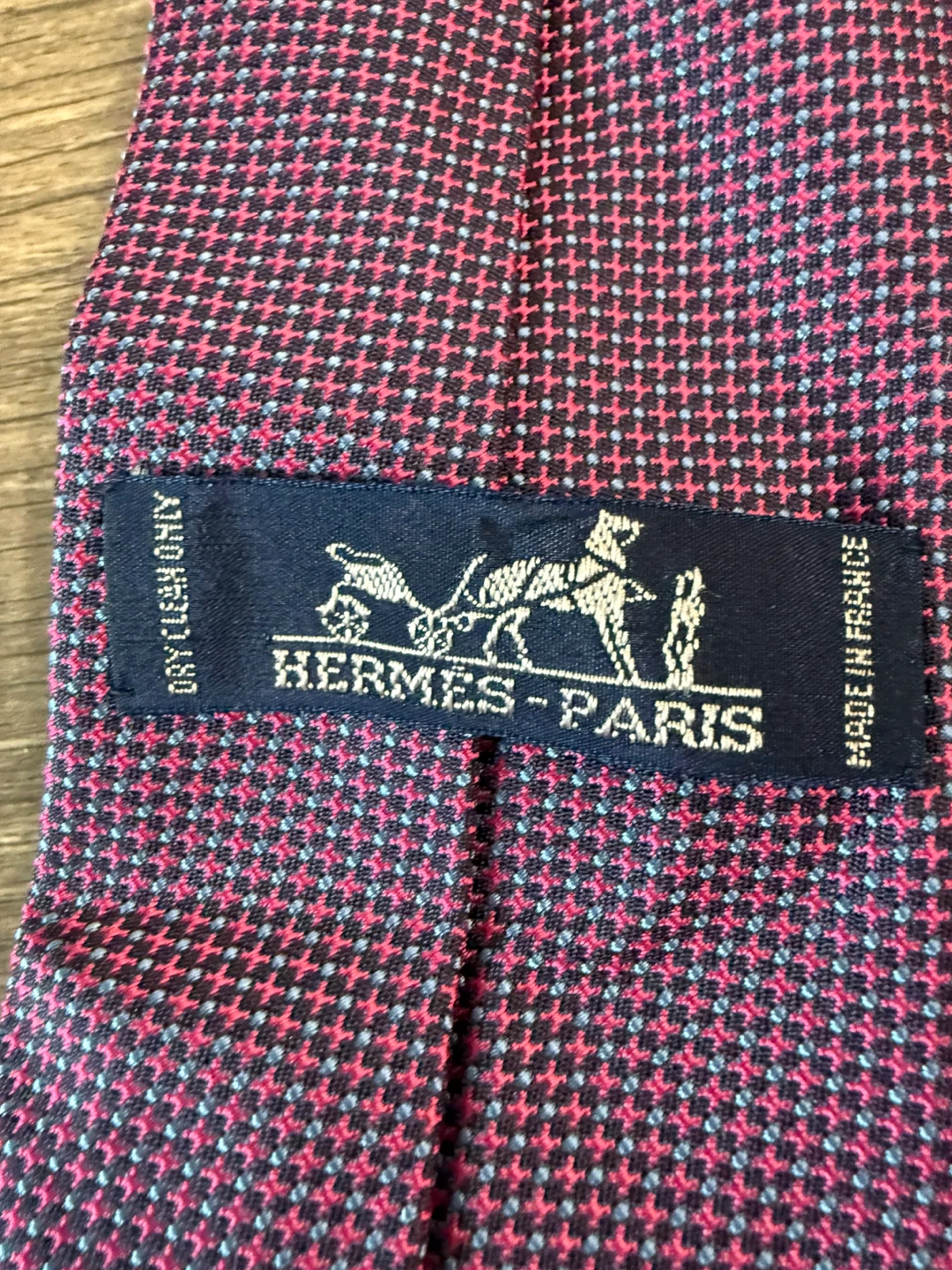 Hermes Paris Silk Tie - Pink/Blue Pattern