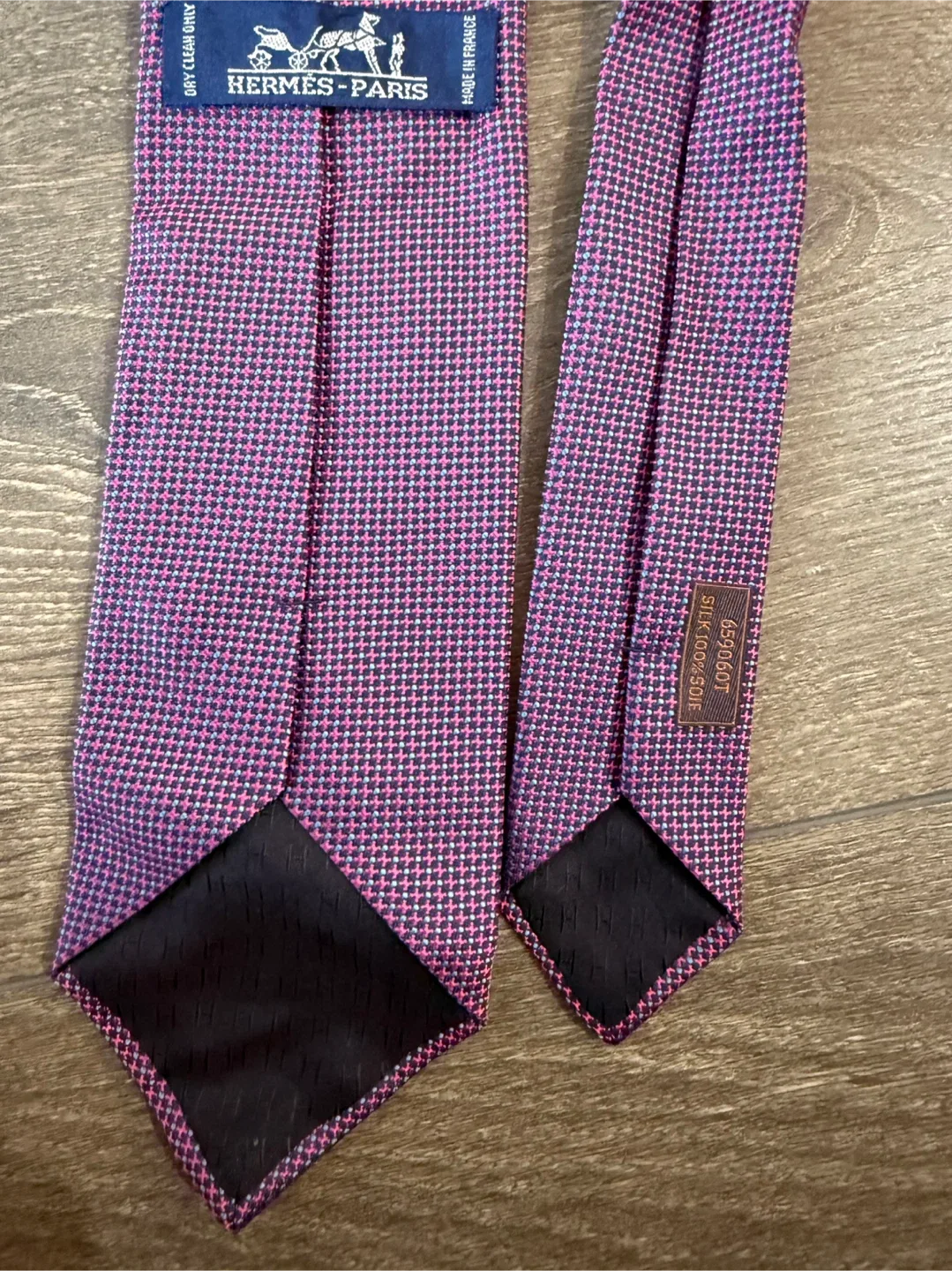 Hermes Paris Silk Tie - Pink/Blue Pattern image indicator(5)
