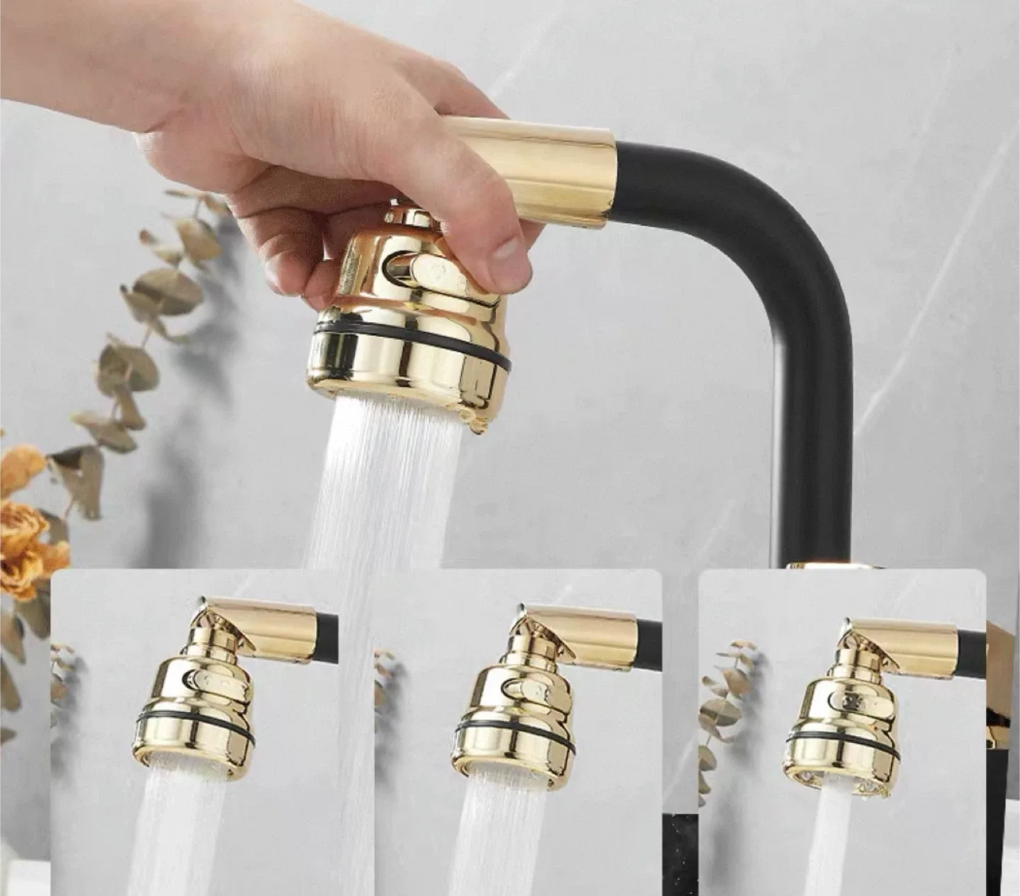 Luxury Vessel Sink Faucet - Black & Gold image indicator(4)