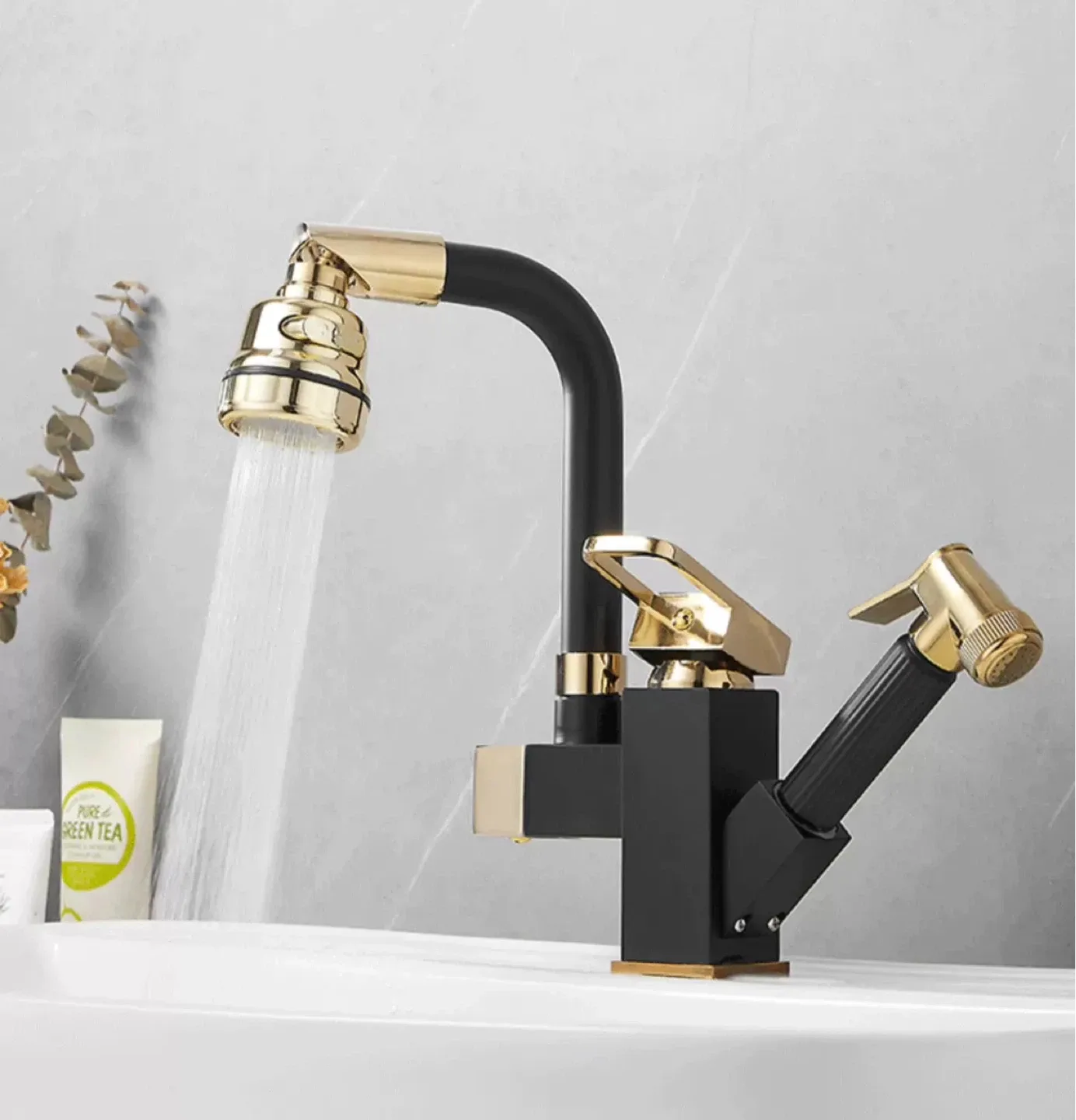 Luxury Vessel Sink Faucet - Black & Gold image indicator(2)