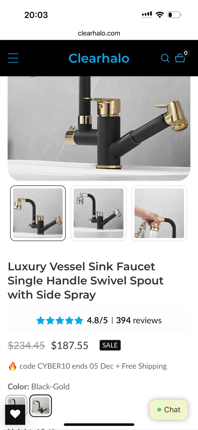 Luxury Vessel Sink Faucet - Black & Gold - photo 3