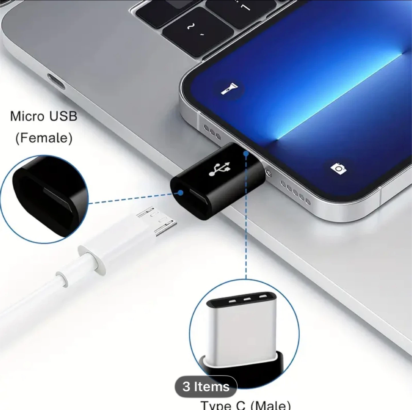 High-Speed USB-C to Micro USB Adapter with 56K Resistor - photo 5