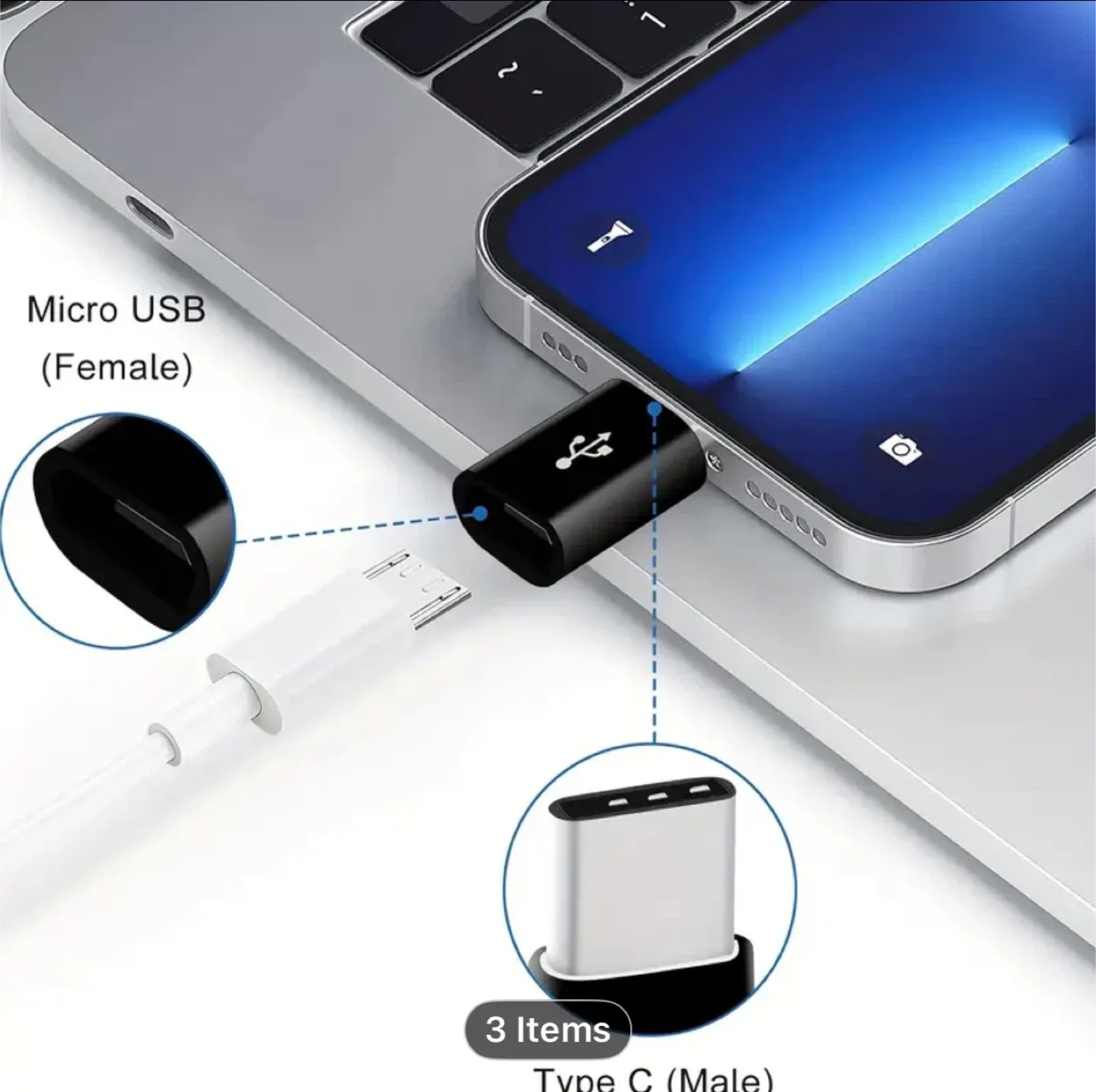 High-Speed USB-C to Micro USB Adapter with 56K Resistor image indicator(5)