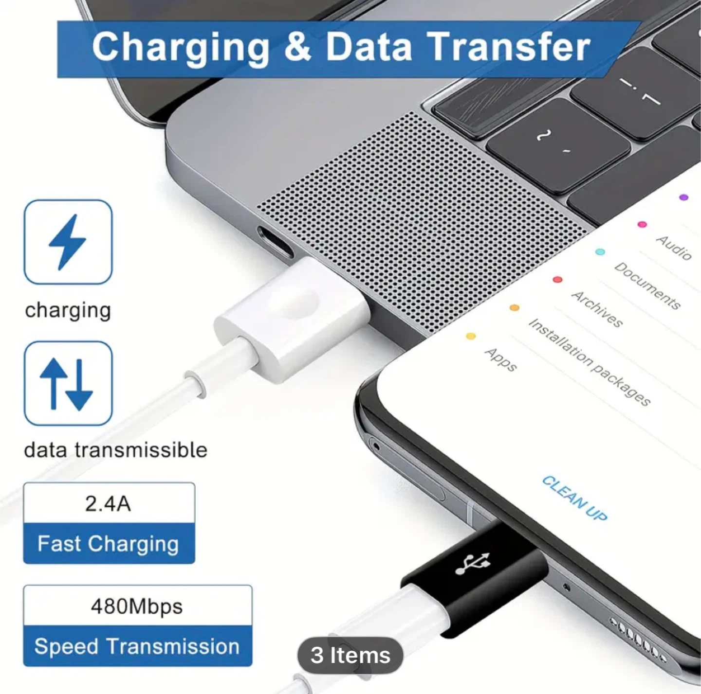High-Speed USB-C to Micro USB Adapter with 56K Resistor - photo 3